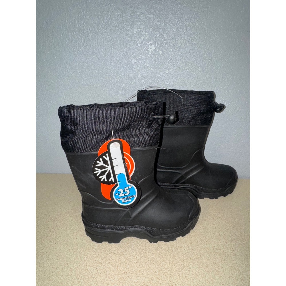 Wonder Nation Kids Black Waterproof Winter Boots Temperature -25 Size 7 - Picture 1 of 7